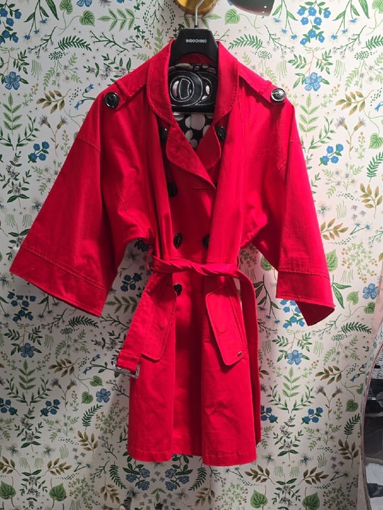 spoom Jackets & Blazers - Bright Red Double-Breasted Trench Coat